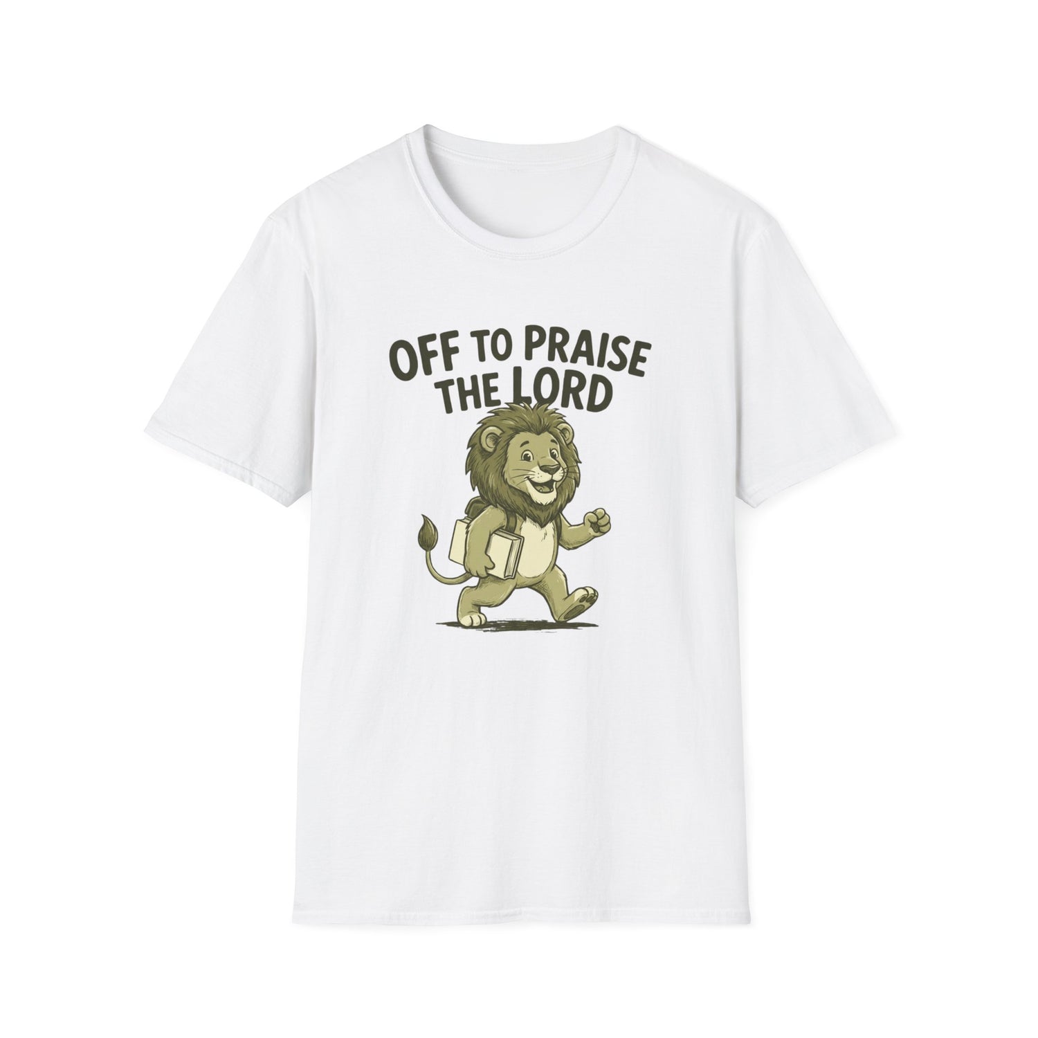 Praise Lion T-Shirt — "Off to Praise the Lord" Christian Graphic Tee